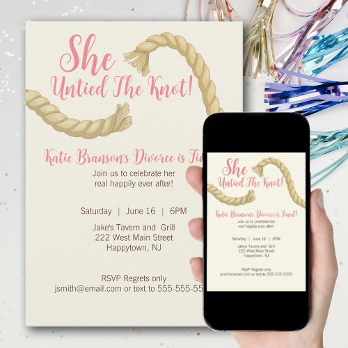 Untie The Knot Divorce Party Invitation