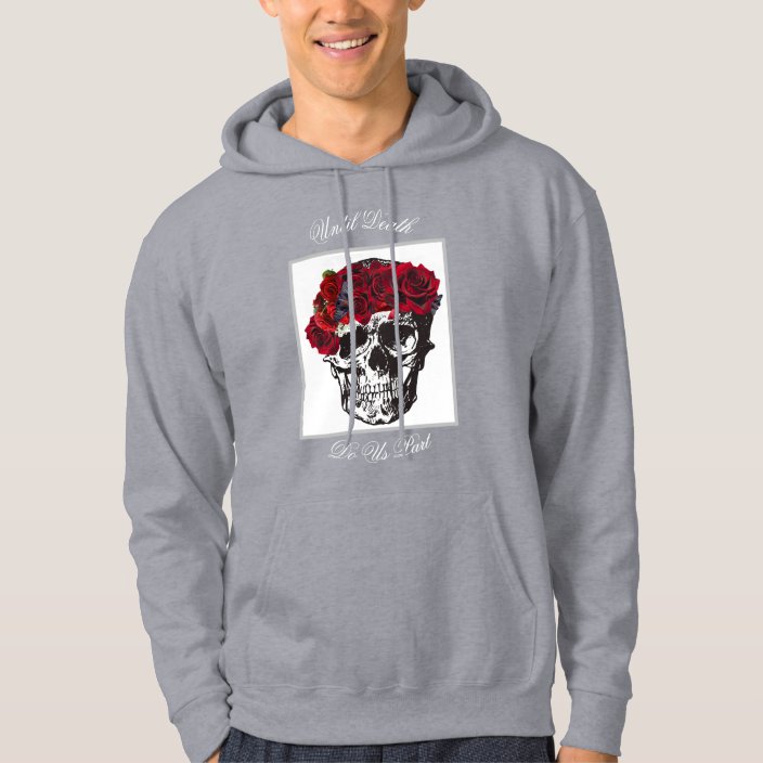 red and gray hoodie