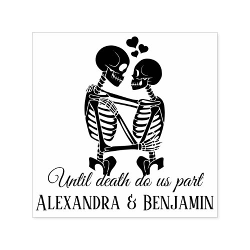 Until Death Do Us Part Skeleton Couple Embracing H Self-inking Stamp