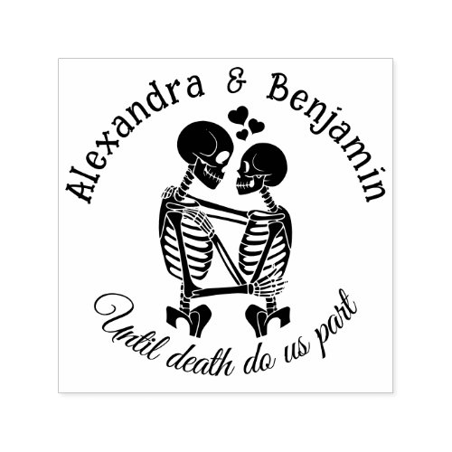 Until Death Do Us Part Skeleton Couple Embracing R Self-inking Stamp