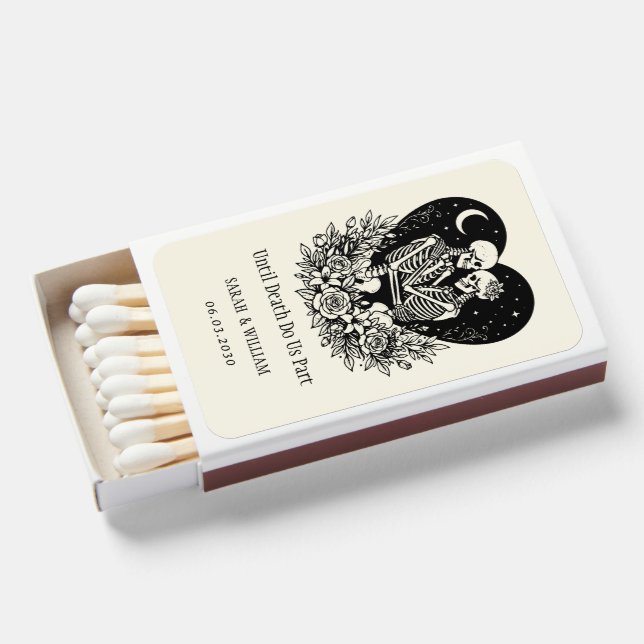 Until Death Do Us Part Skull lovers Wedding  Matchboxes (Front Open)