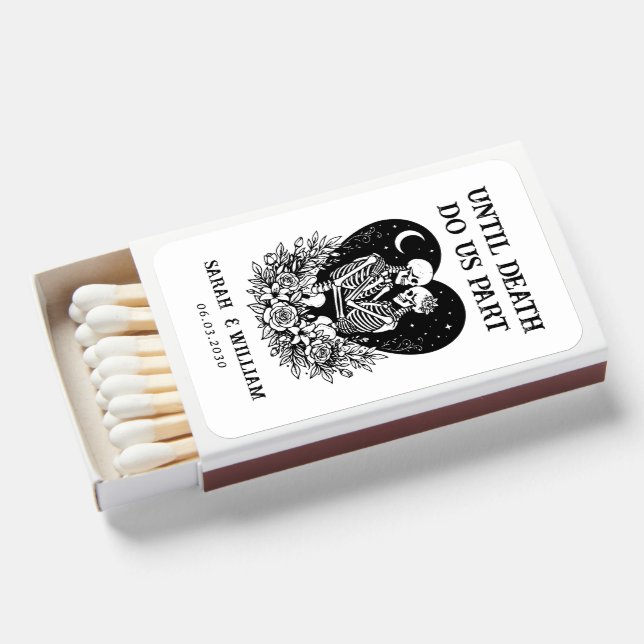 Until Death Do Us Part Skull Lovers Wedding Matchboxes (Front Open)