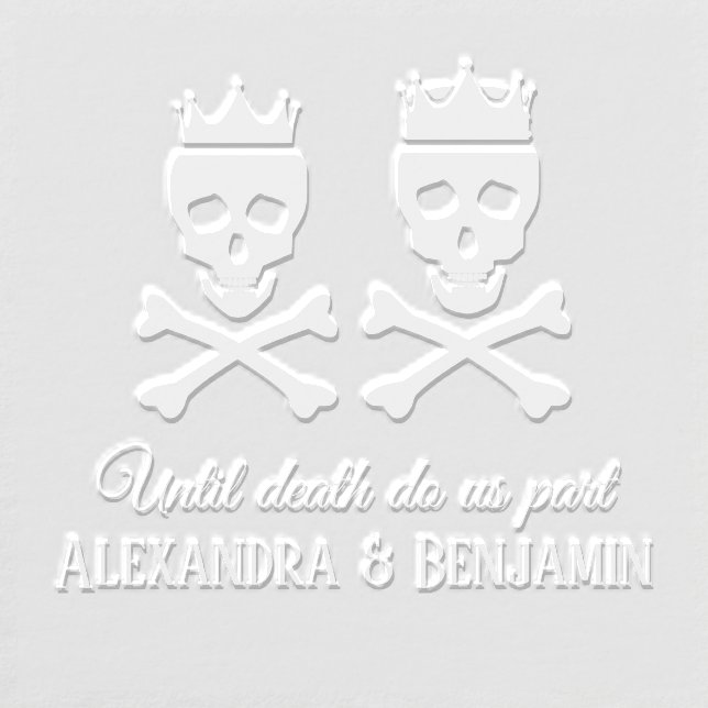 Until Death Do Us Part Skull XBones Crowned Couple Embosser (Design)