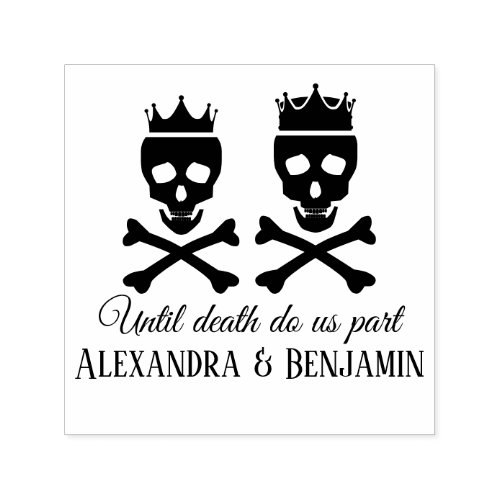 Until Death Do Us Part Skull XBones Crowned Couple Self-inking Stamp