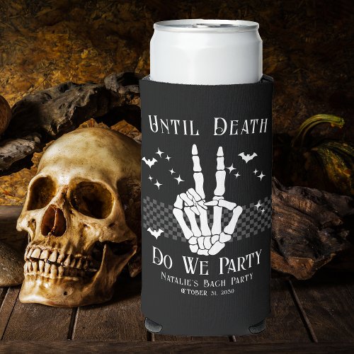 Until Death Do We Party Goth Wedding Bachelorette Seltzer Can Cooler