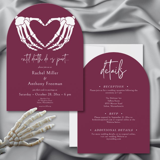 Until Death Skeleton Hands Arch Wedding Two Sided Invitation (Until Death Skeleton Hands Arch Wedding Two Sided Invitation)