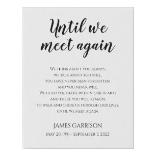 Until We Meet Again Celebration Of Life Keepsake Faux Canvas Print