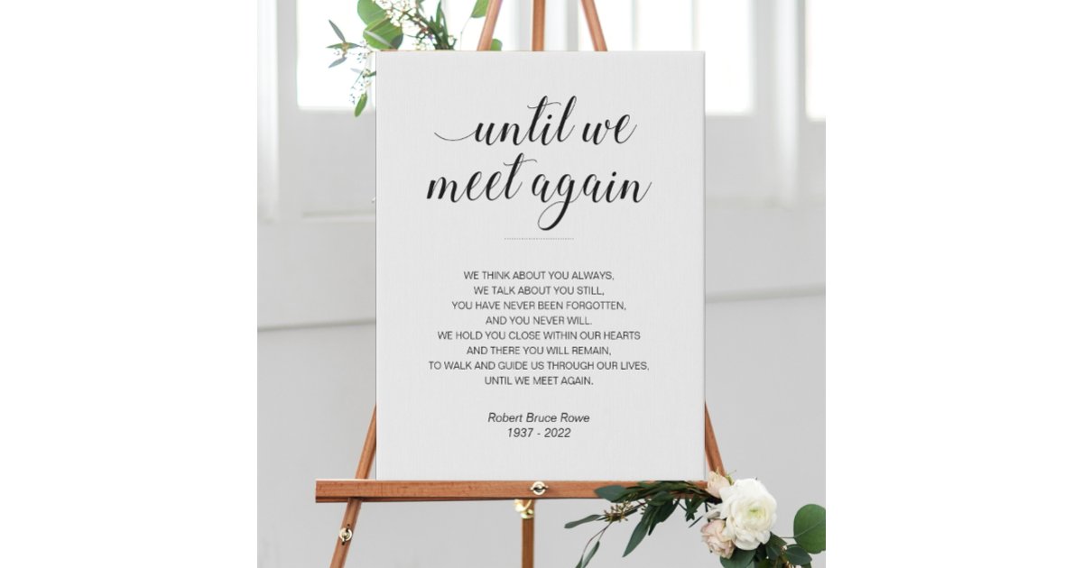 Until We Meet Again Elegant Custom Funeral Poem Faux Canvas Print | Zazzle