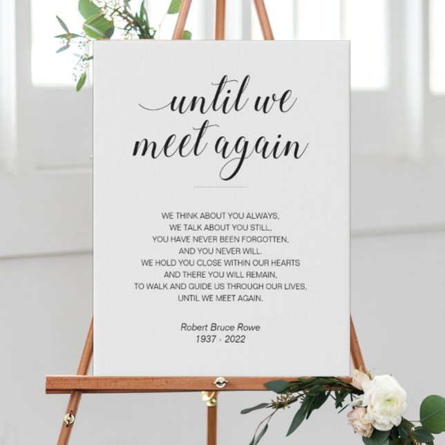 Until We Meet Again Elegant Custom Funeral Poem Faux Canvas Print (Creator Uploaded)