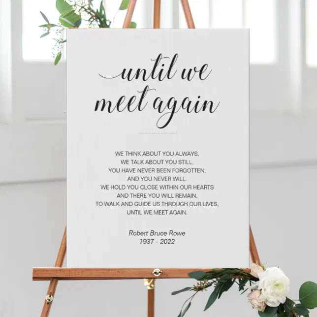 Until We Meet Again Elegant Custom Funeral Poem Faux Canvas Print | Zazzle