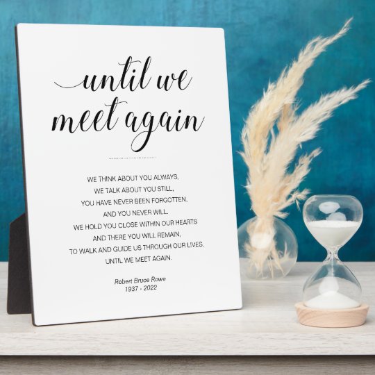 Until We Meet Again Elegant Funeral Poem with Name Plaque | Zazzle.com