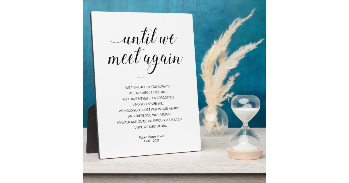 Until We Meet Again Elegant Funeral Poem with Name Plaque | Zazzle