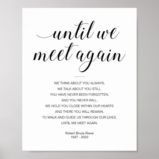 Until We Meet Again Elegant Funeral Poem with Name Poster | Zazzle.com