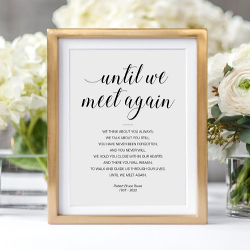 Until We Meet Again Elegant Funeral Poem with Name Poster