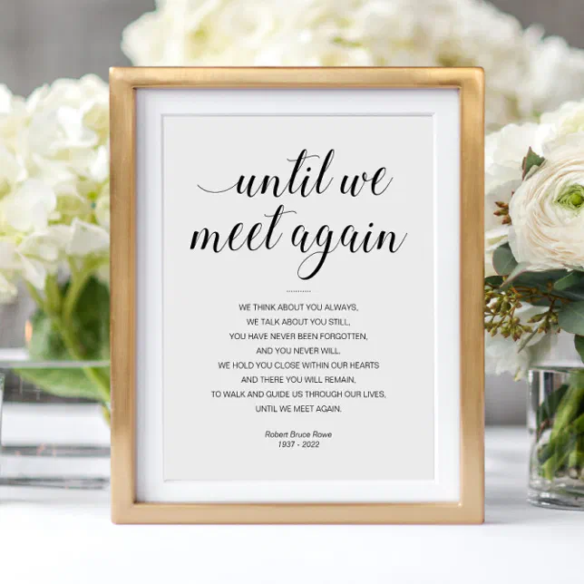 Until We Meet Again Elegant Funeral Poem with Name Poster | Zazzle