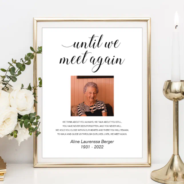 Until We Meet Again Elegant Photo Memorial Poem Poster | Zazzle