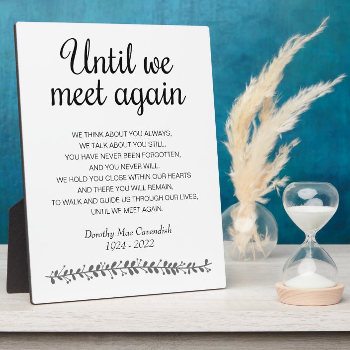 Until We Meet Again Funeral Poem Memorial Plaque | Zazzle.com