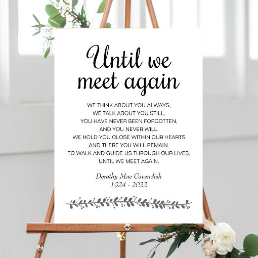 Until We Meet Again Funeral Prayer Poem Memorial Foam Board | Zazzle