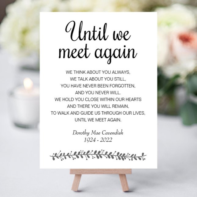 Until We Meet Again Funeral Prayer Poem Memorial Foam Board (Creator Uploaded)