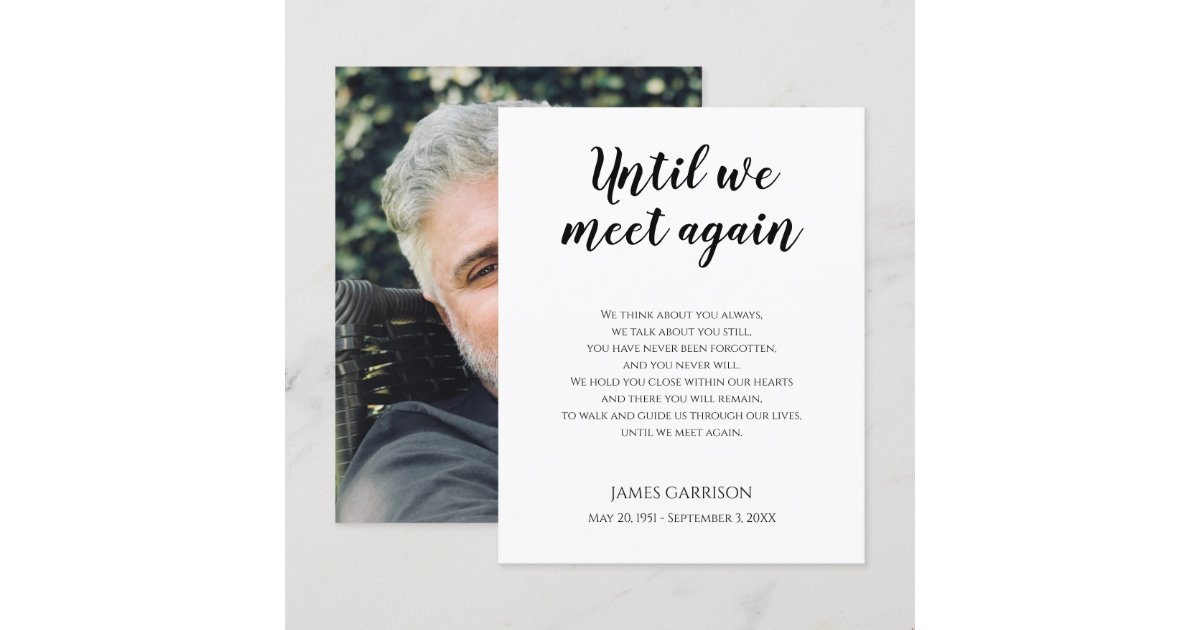 Until We Meet Again Memorial Poem with Photo | Zazzle
