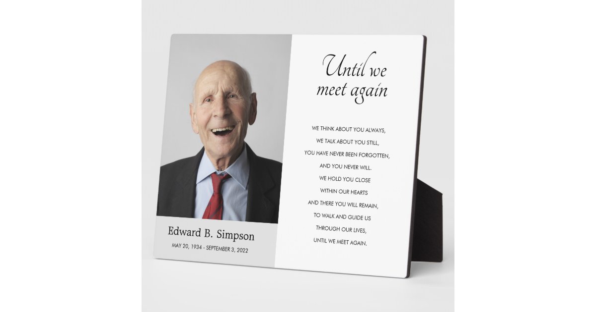 Until We Meet Again Memorial Poem With Photo Plaque | Zazzle