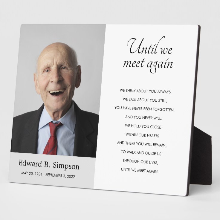 Until We Meet Again Memorial Poem With Photo Plaque | Zazzle