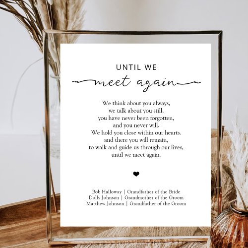 Until We Meet Again Modern Wedding Memorial Memory Poster