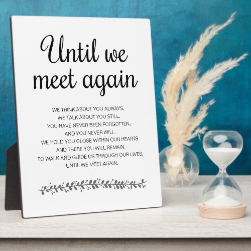 Until We Meet Again Modern Wedding Memorial Plaque