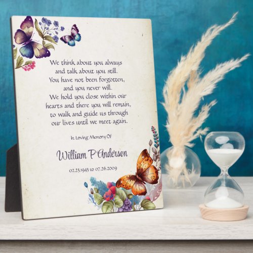 Until We Meet Again Poem Floral Butterflies Plaque