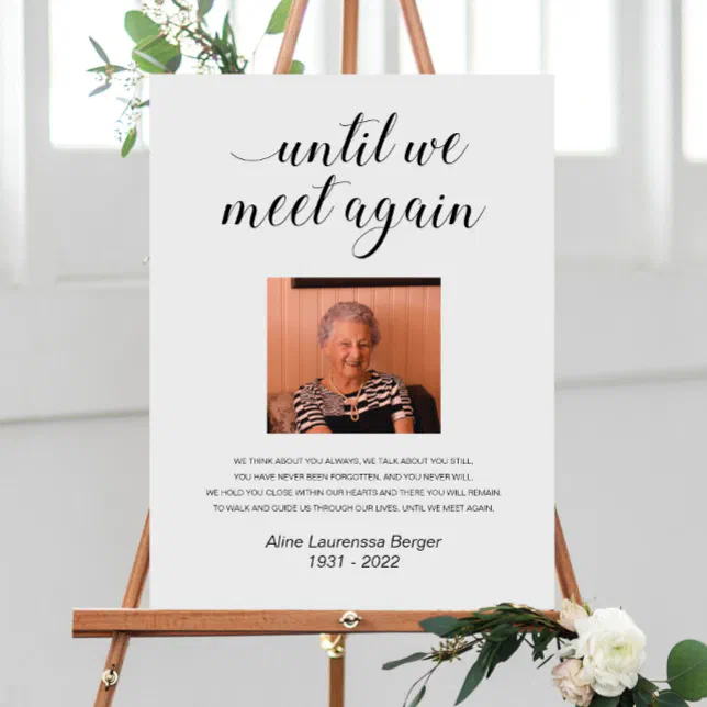 Until We Meet Again Poem Photo Memorial Foam Board | Zazzle
