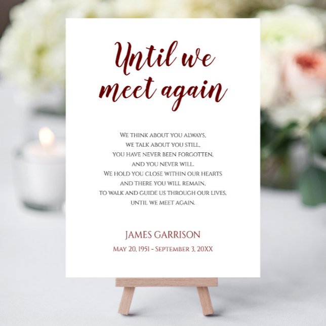 Until We Meet Again Red Celebration Of Life Poem Foam Board (Creator Uploaded)