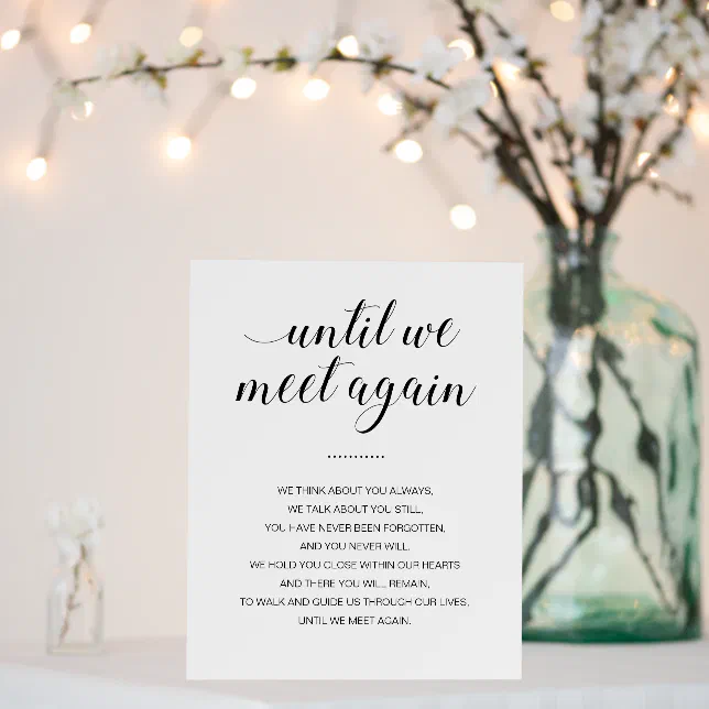 Until We Meet Again Wedding Memorial Poem Foam Board | Zazzle