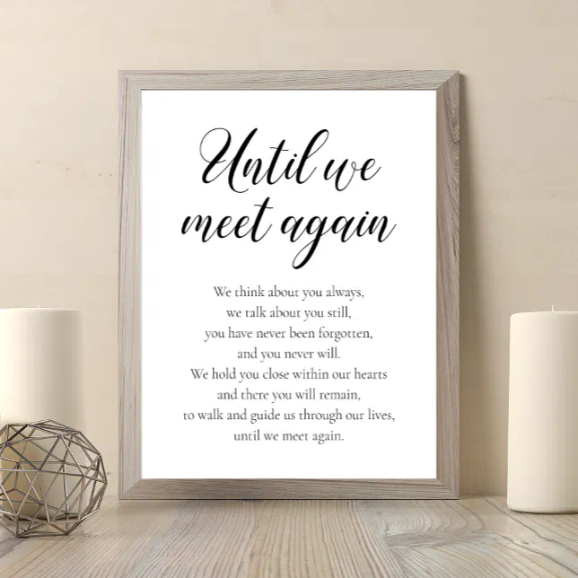 Until We Meet Again Wedding Memorial Poem Poster | Zazzle