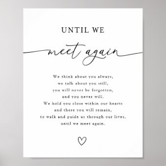 Until We Meet Again Wedding Memory Table Sign | Zazzle