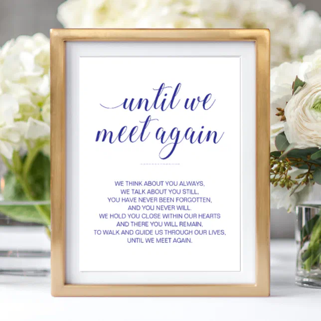 Until We Meet Again Wedding Navy Blue Memorial Poster | Zazzle