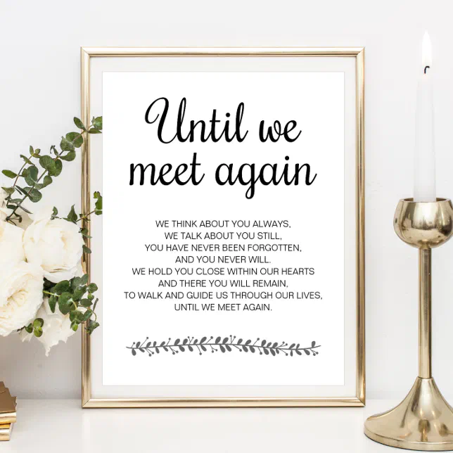 Until We Meet Again Wedding Poem Memorial Poster | Zazzle