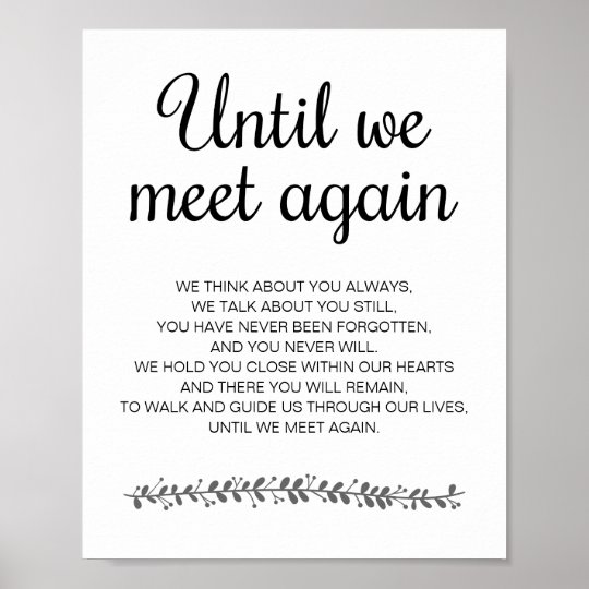 Until We Meet Again Wedding Poem Memorial Sign | Zazzle.com