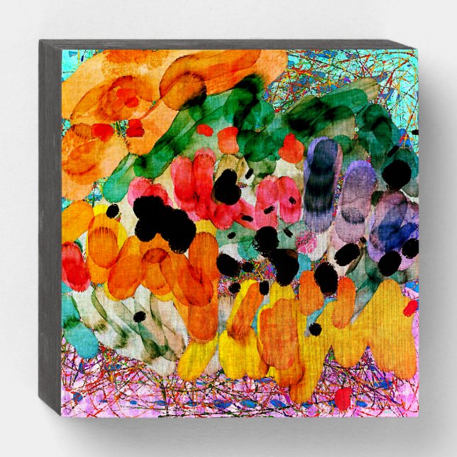 Untitled Abstract Digital Painting 1 Wooden Box Sign (Front Horizontal)