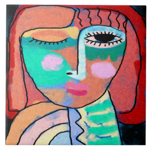 Untitled Abstract Portrait of a Woman Ceramic Tile