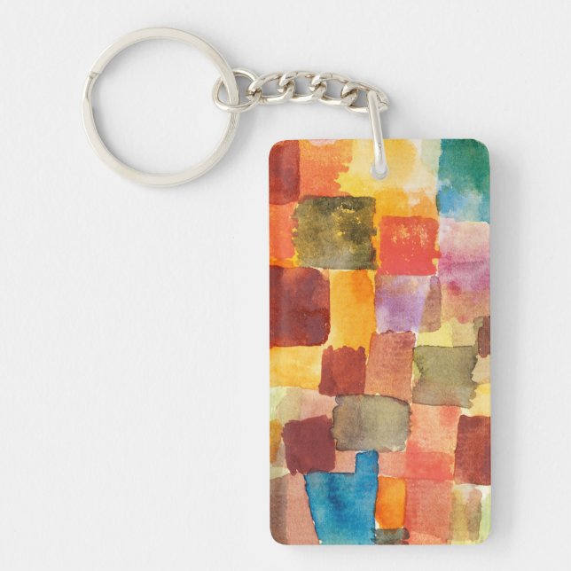 Untitled abstract watercolor squares - Paul Klee Keychain (Front)
