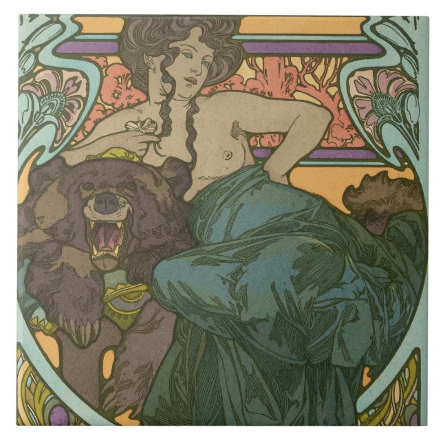 Untitled by Alphonse Mucha (1902) Ceramic Tile (Front)