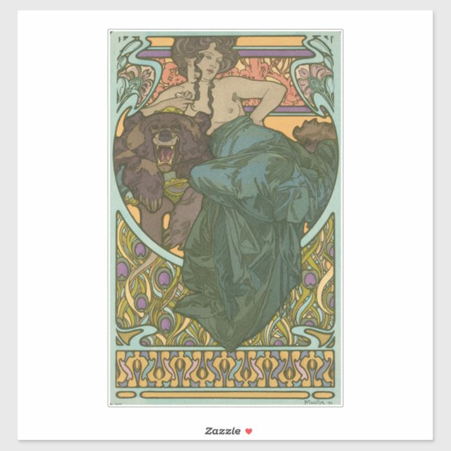 Untitled by Alphonse Mucha (1902) Sticker (Sheet)