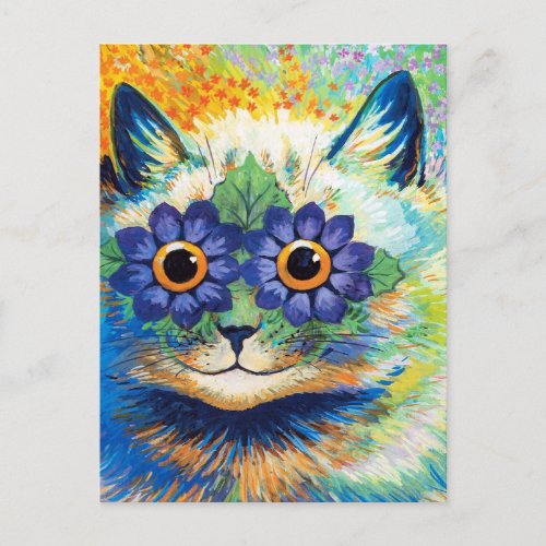 Untitled Cat with Flower Eyes  Louis Wain  Postcard