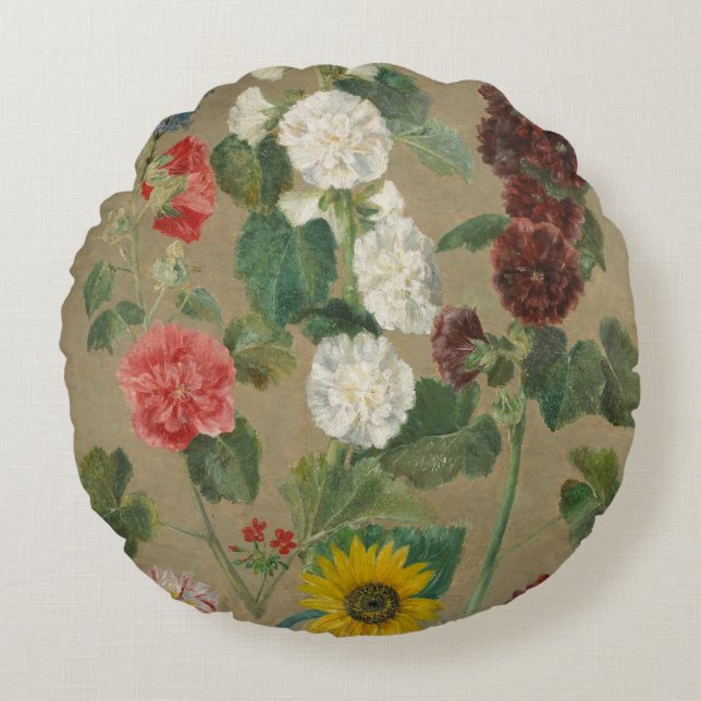 Untitled (Flowers) (oil on board) Round Pillow (Front)