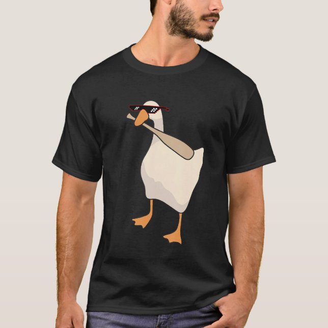 Untitled Funny Goose Game Meme Deal With It T-Shirt (Front)