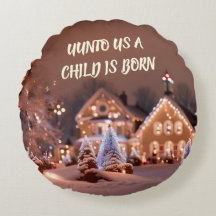 "Unto Us A Child Is Born" Christmas Throw Pillow