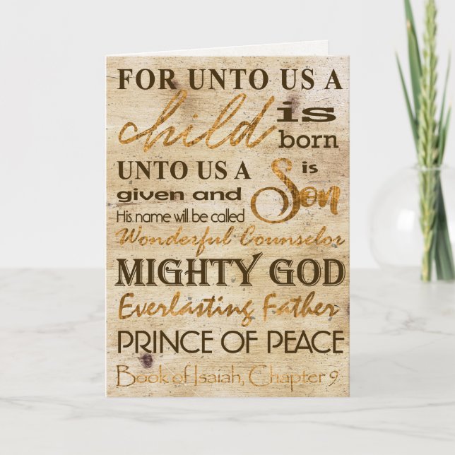 Unto Us A Child Is Born Modern Unique Christmas Holiday Card (Front)