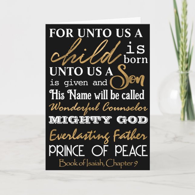 Unto Us A Child Is Born Typography Religious Holiday Card (Front)