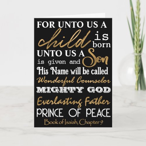 Unto Us A Child Is Born Typography Religious Holiday Card
