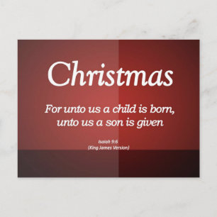 Unto us a son is given Christmas Isaiah 9-6 Holiday Postcard